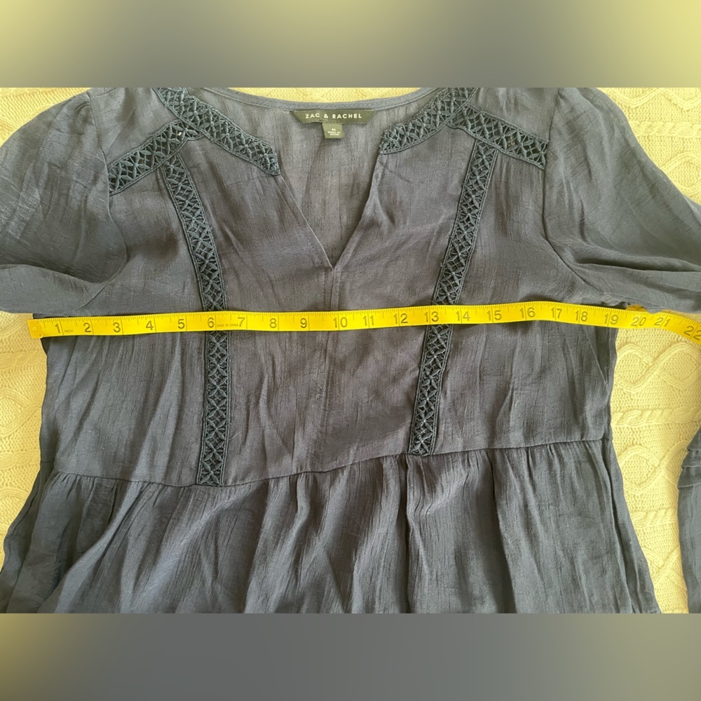 Zac & Rachel Women's Navy Blue Rayon Blend Boho Top Size Medium - Picture 12 of 13